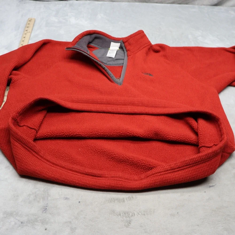 North Face Sweatshirt Mens XL Red 1/4 Zip Waffle Fleece Pullover Outdoor Hiking